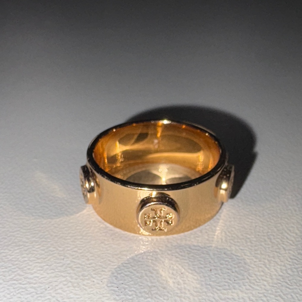 Tory Burch Gold Logo Dome Band Ring size 5